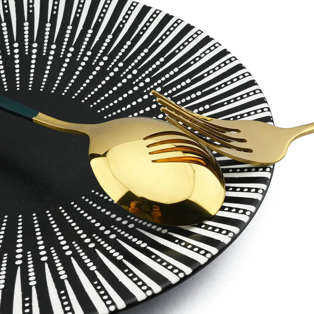 Dinnerware Set Dinner Knife Fork Spoon Tableware Set Stainless Steel Flatware Silverware Wedding Hotel Glossy Black Cutlery Set