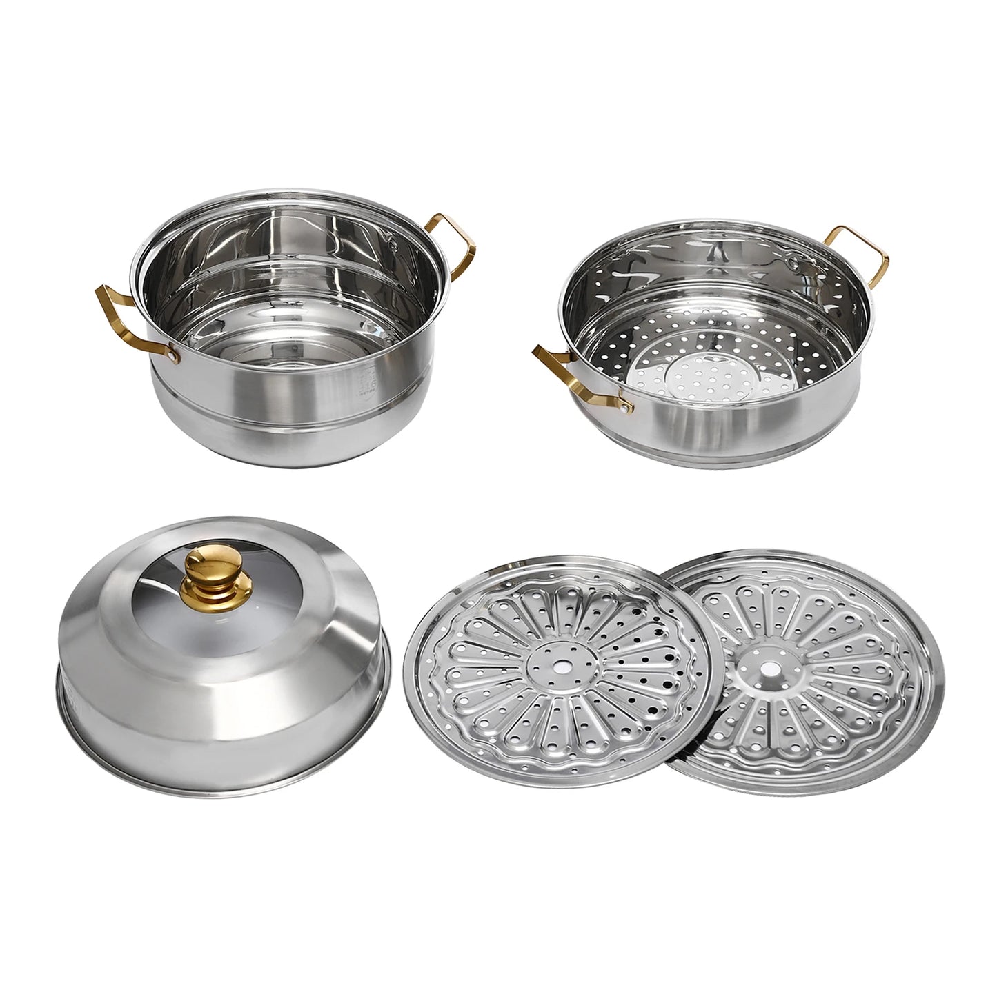 3 Tier Steamer Cooker Pot Set Stainless Steel Kitchen Cookware Hot Pot