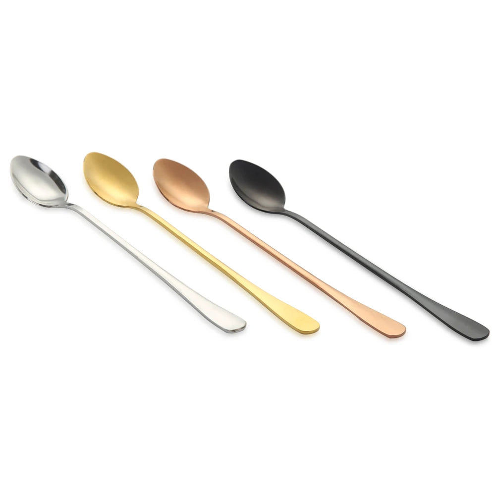 Long Handle Stainless Steel Ice Spoon Coffee Tea Spoons Home Kitchen Tableware