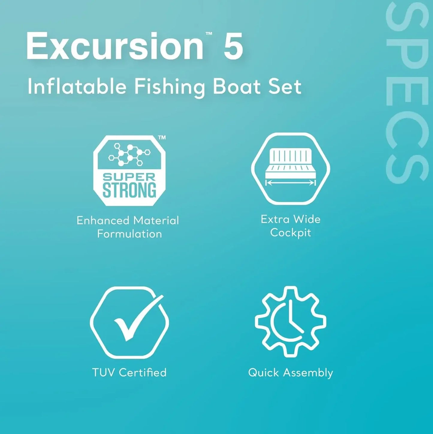 Excursion Inflatable Boat Series: Includes Deluxe 54in Boat Oars and High-Output Pump – SuperTough PVC – Adjustable Seats