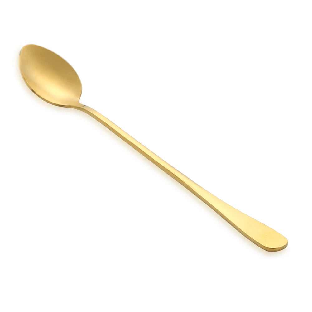 Long Handle Stainless Steel Ice Spoon Coffee Tea Spoons Home Kitchen Tableware