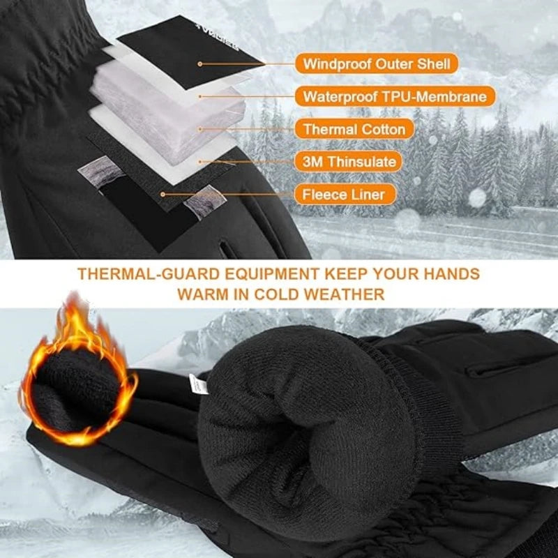 Winter Skiing Gloves -30℉ Waterproof Windproof Thermal Touchscreen Gloves for Ski Hiking Running Men and Women