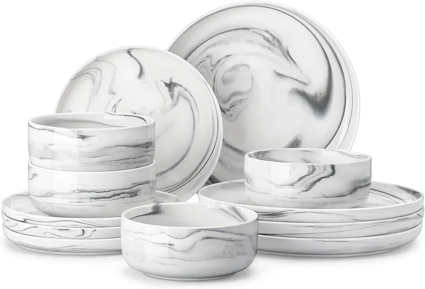 Plates and Bowls Sets, 12 Pieces Porcelain Dinnerware Sets Dishware Sets Chip Resistant Ceramic Dish Set for 4,