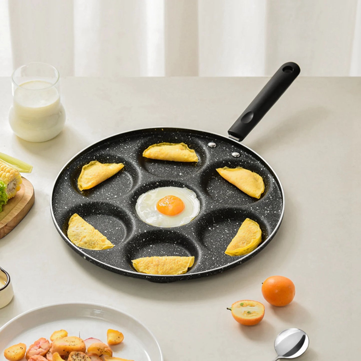 7 Holes Frying Pan Non Stick Fried Eggs Cooking Pan Burger Mold Household Kitchen Cookware