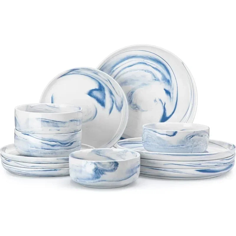Plates and Bowls Sets, 12 Pieces Porcelain Dinnerware Sets Dishware Sets Chip Resistant Ceramic Dish Set for 4,