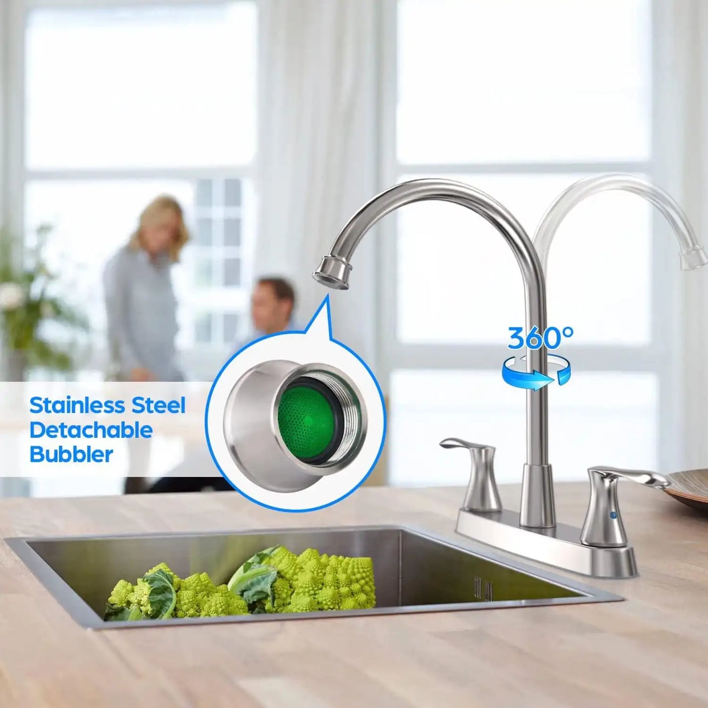Stainless Steel Silver 8in Kitchen Faucet Clean and maintain so your sink stays beautiful Kitchen Faucets