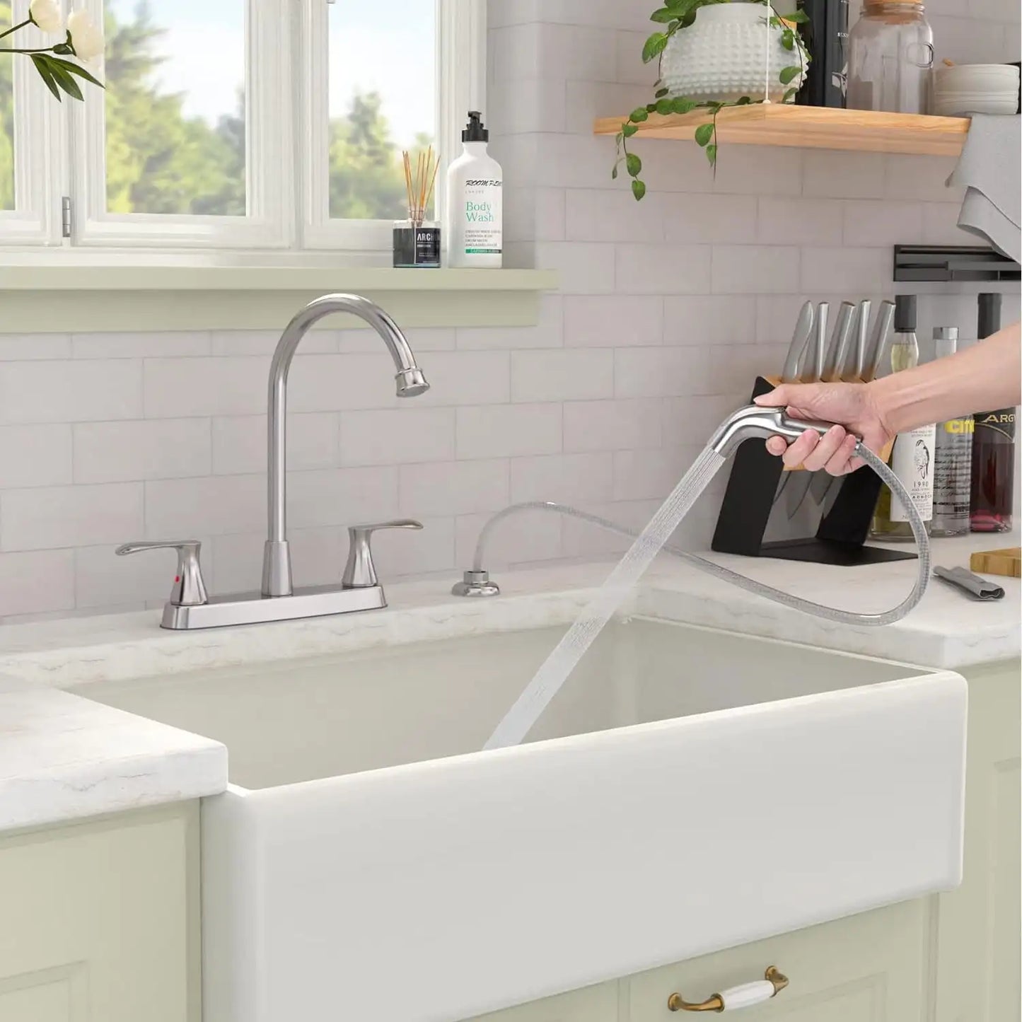 Stainless Steel Silver 8in Kitchen Faucet Clean and maintain so your sink stays beautiful Kitchen Faucets