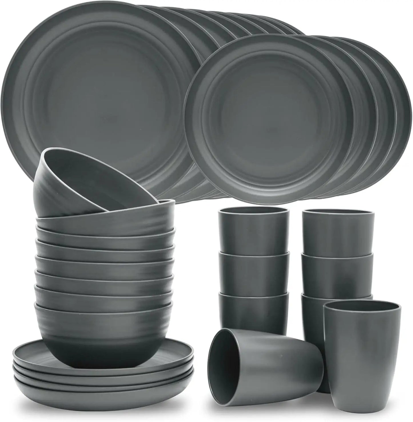 32 Non-breakable, Lightweight and Reusable Cutlery Sets, Plates, Bowls, Cups