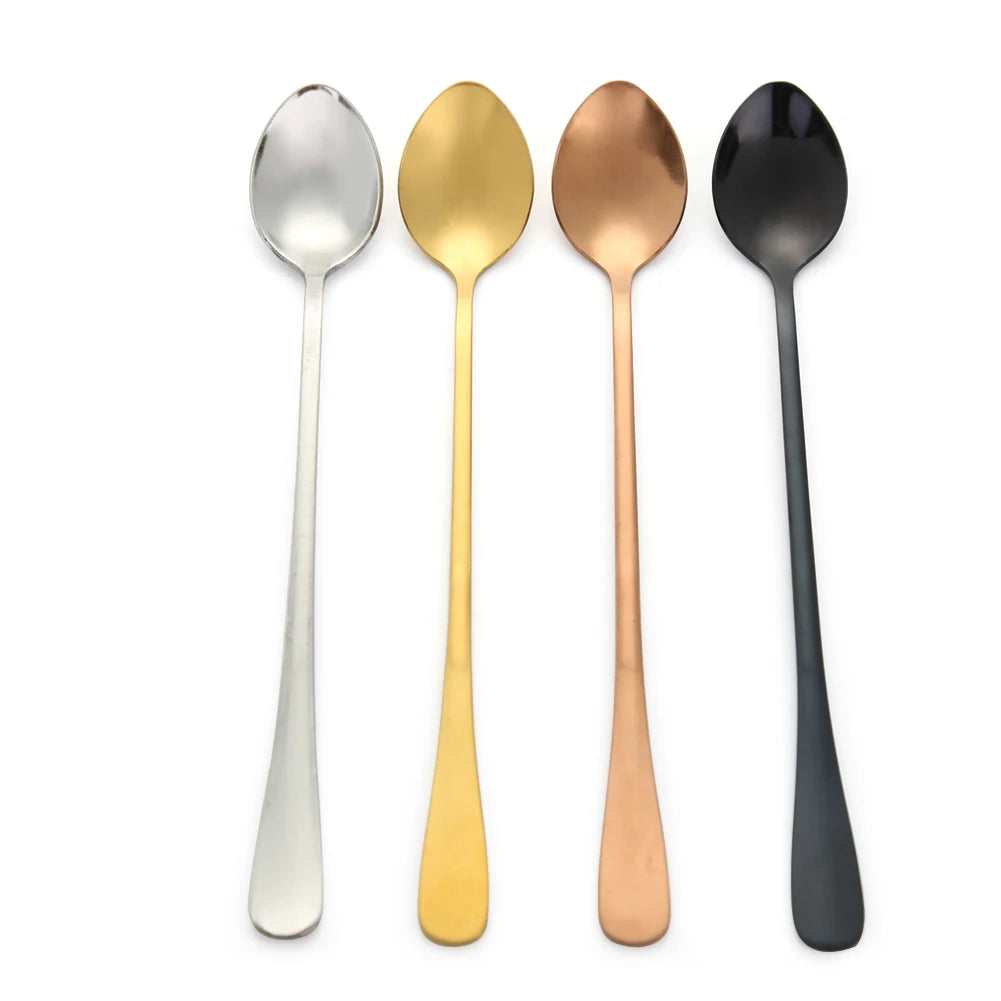 Long Handle Stainless Steel Ice Spoon Coffee Tea Spoons Home Kitchen Tableware