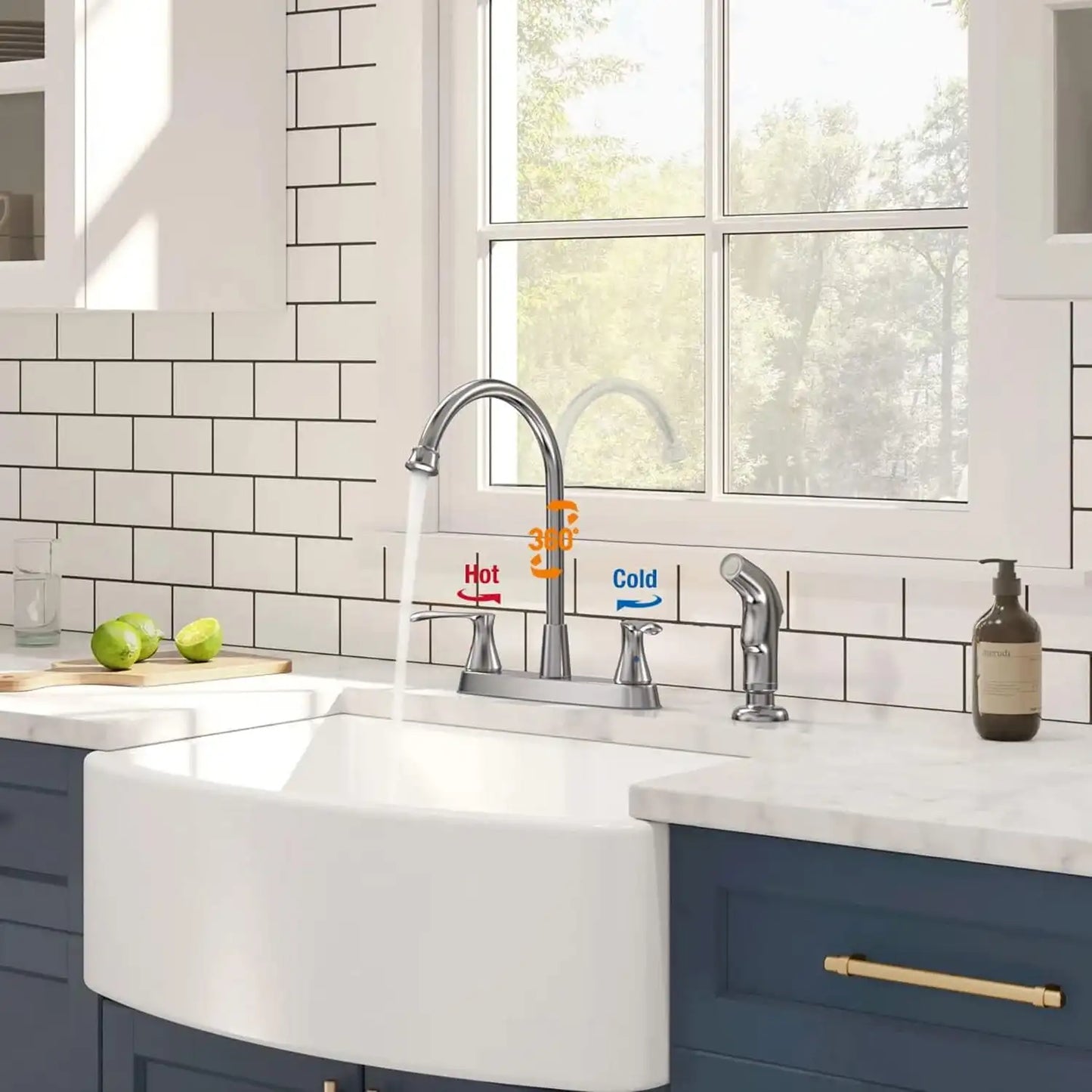 Stainless Steel Silver 8in Kitchen Faucet Clean and maintain so your sink stays beautiful Kitchen Faucets