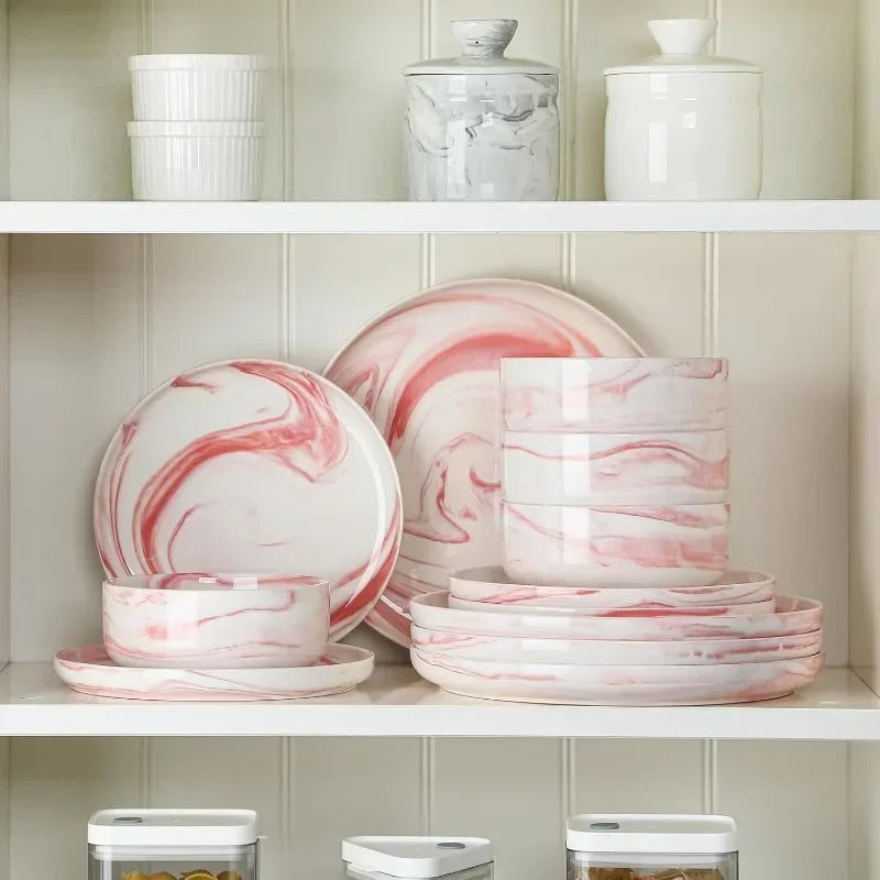Plates and Bowls Sets, 12 Pieces Porcelain Dinnerware Sets Dishware Sets Chip Resistant Ceramic Dish Set for 4,