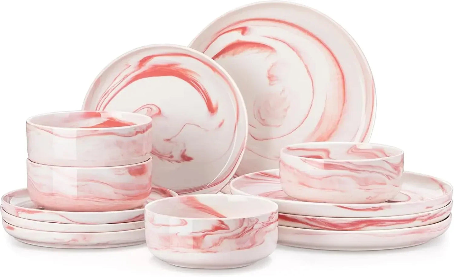 Plates and Bowls Sets, 12 Pieces Porcelain Dinnerware Sets Dishware Sets Chip Resistant Ceramic Dish Set for 4,