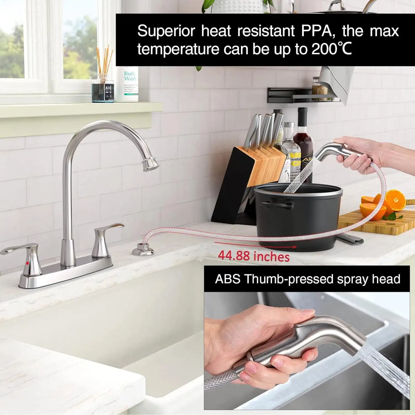 Stainless Steel Silver 8in Kitchen Faucet Clean and maintain so your sink stays beautiful Kitchen Faucets
