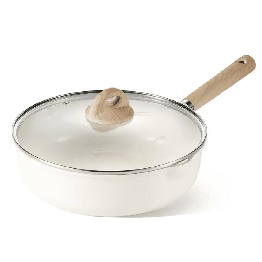 Nonstick Granite Cookware Set Healthy Cooking Induction Compatible CAROTE 5.0QT Sauté Pan White Color