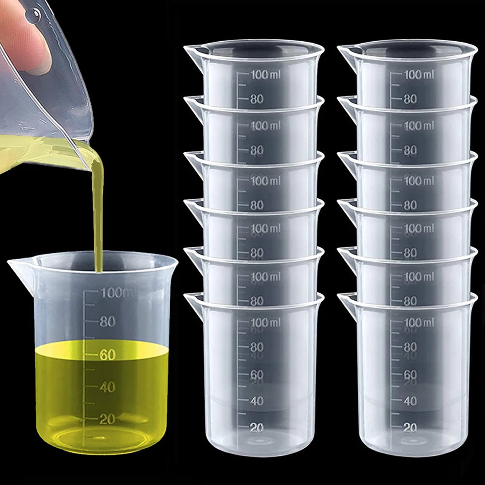 100ML Plastic Measuring Cup Transparent Scale Measuring Cup Pour Spout Without Handle Liquid Container For Kitchen Bar Supplies