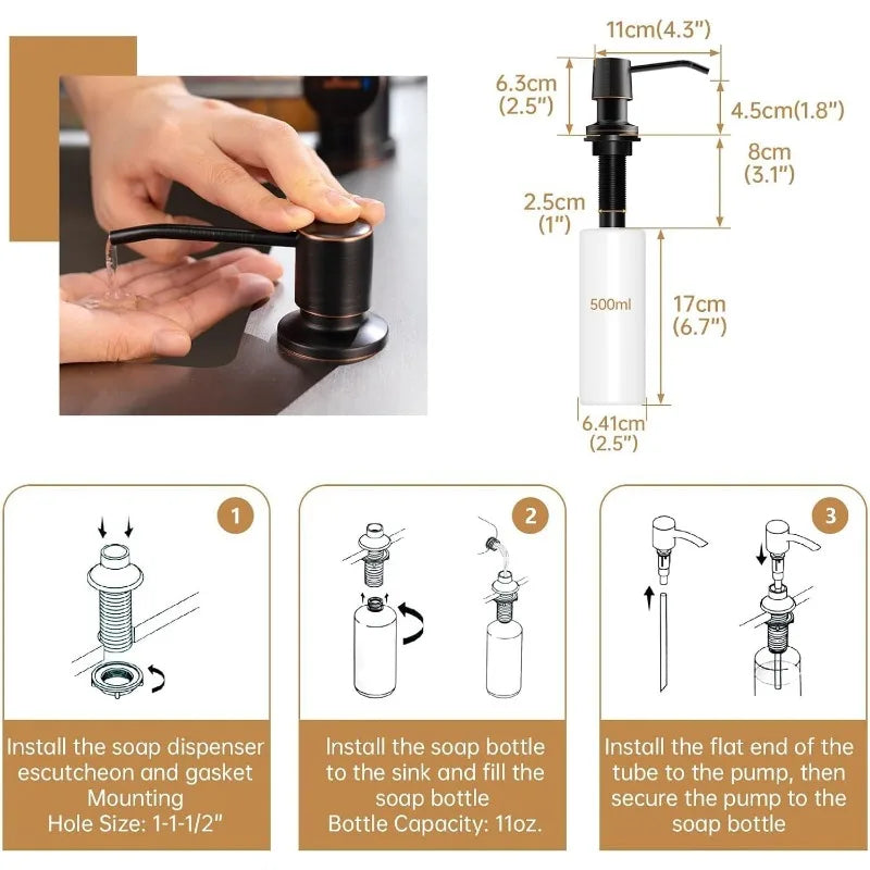 APPASO Oil Rubbed Bronze Kitchen Faucet, Stainless Steel Kitchen Faucet with Soap Dispenser and Pull Down Sprayer 3 Modes