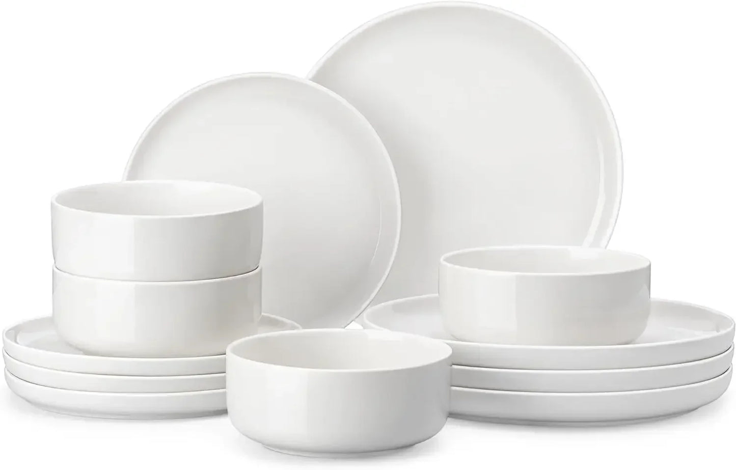 Plates and Bowls Sets, 12 Pieces Porcelain Dinnerware Sets Dishware Sets Chip Resistant Ceramic Dish Set for 4,
