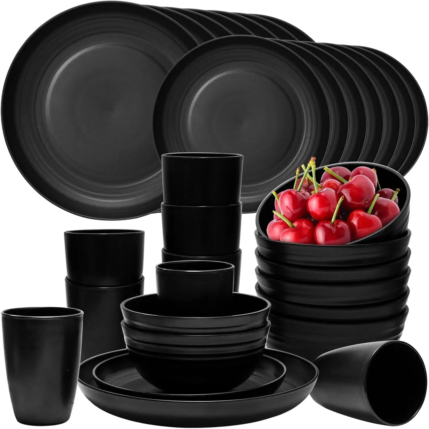 32 Non-breakable, Lightweight and Reusable Cutlery Sets, Plates, Bowls, Cups
