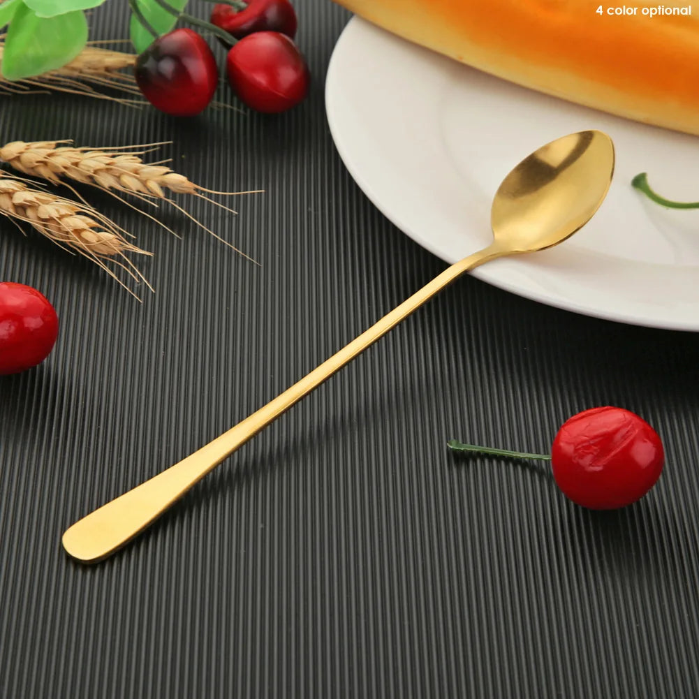 Long Handle Stainless Steel Ice Spoon Coffee Tea Spoons Home Kitchen Tableware