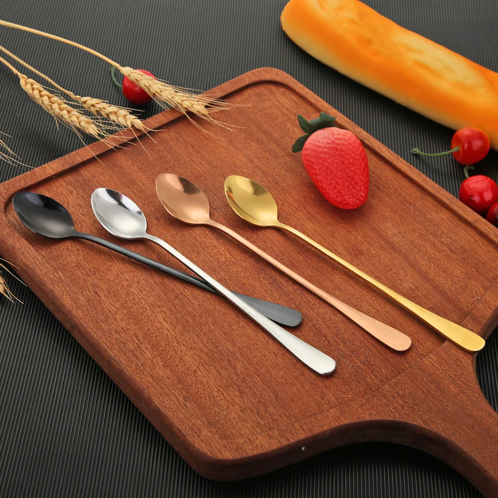 Long Handle Stainless Steel Ice Spoon Coffee Tea Spoons Home Kitchen Tableware