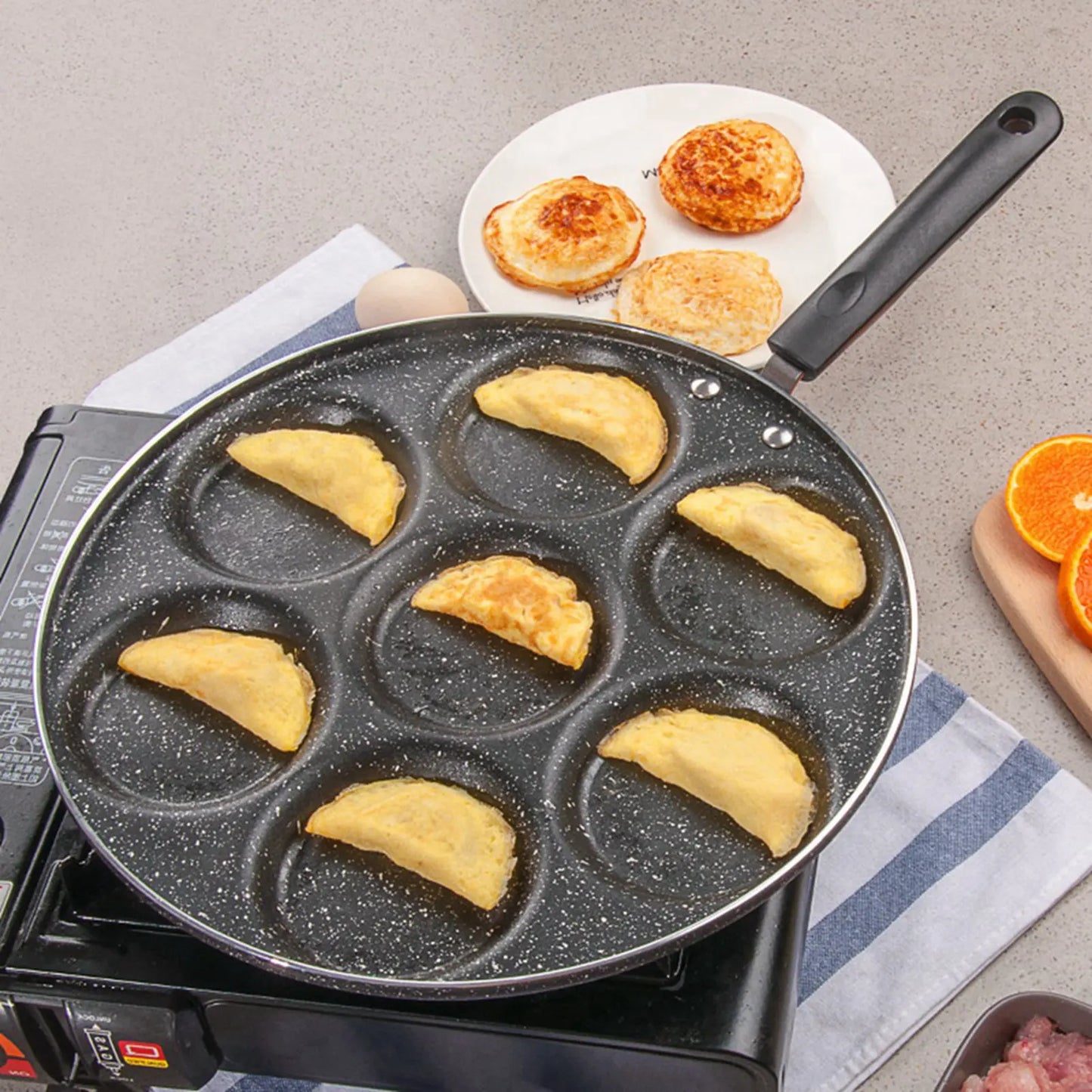 7 Holes Frying Pan Non Stick Fried Eggs Cooking Pan Burger Mold Household Kitchen Cookware