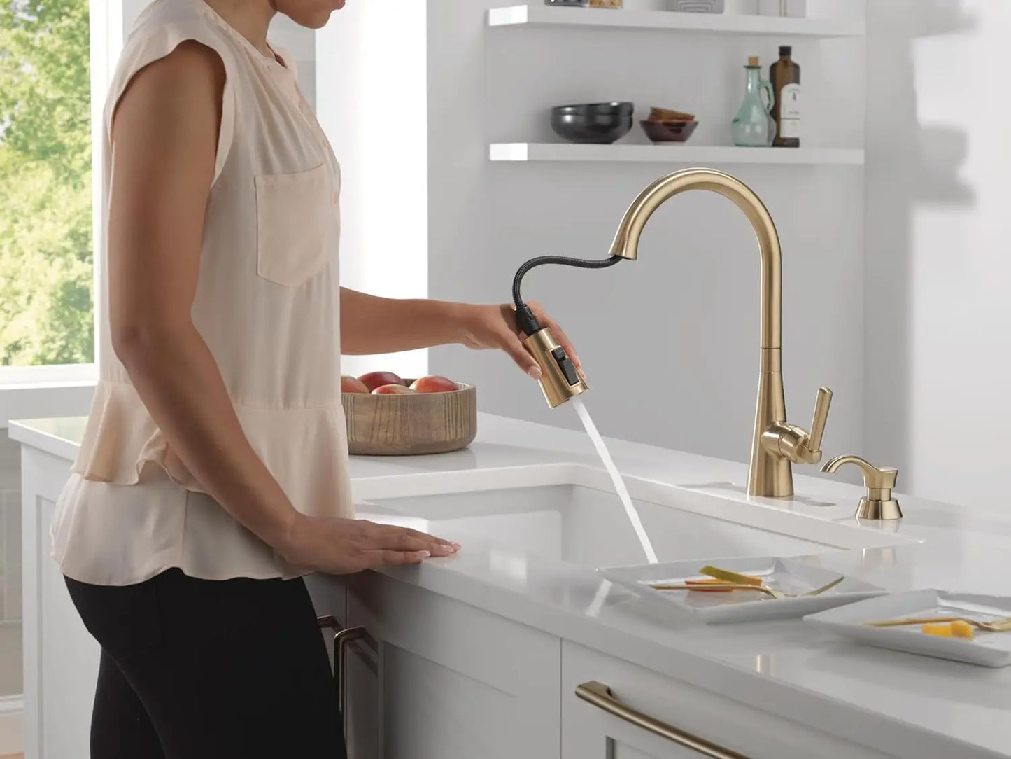 Faucet Boyd Kitchen Faucet with Soap Dispenser, Kitchen Faucets with Pull Down Sprayer Gold, Kitchen Sink Faucet with Magnetic