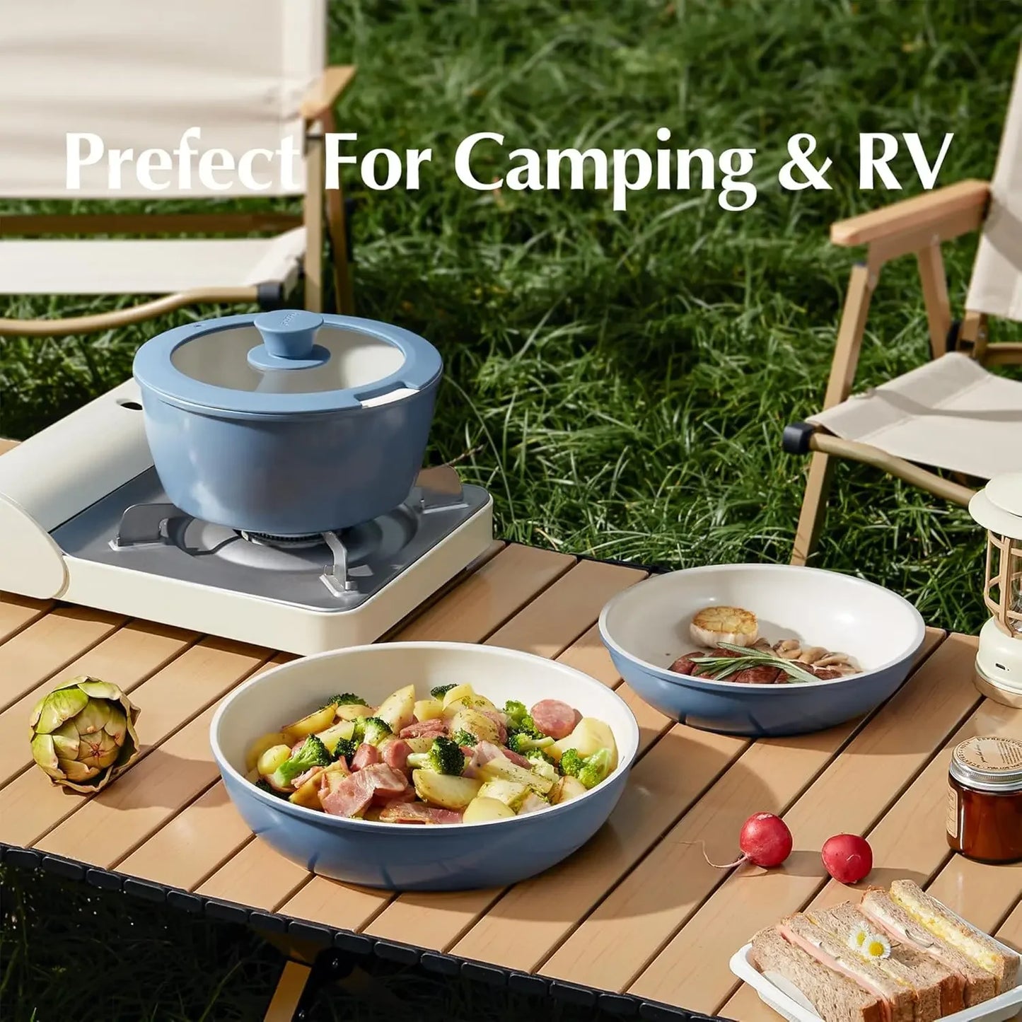 Redchef Ceramic Cookware Set, Removable Handle Pots And Pans Non Stick, Rv Cookware Set