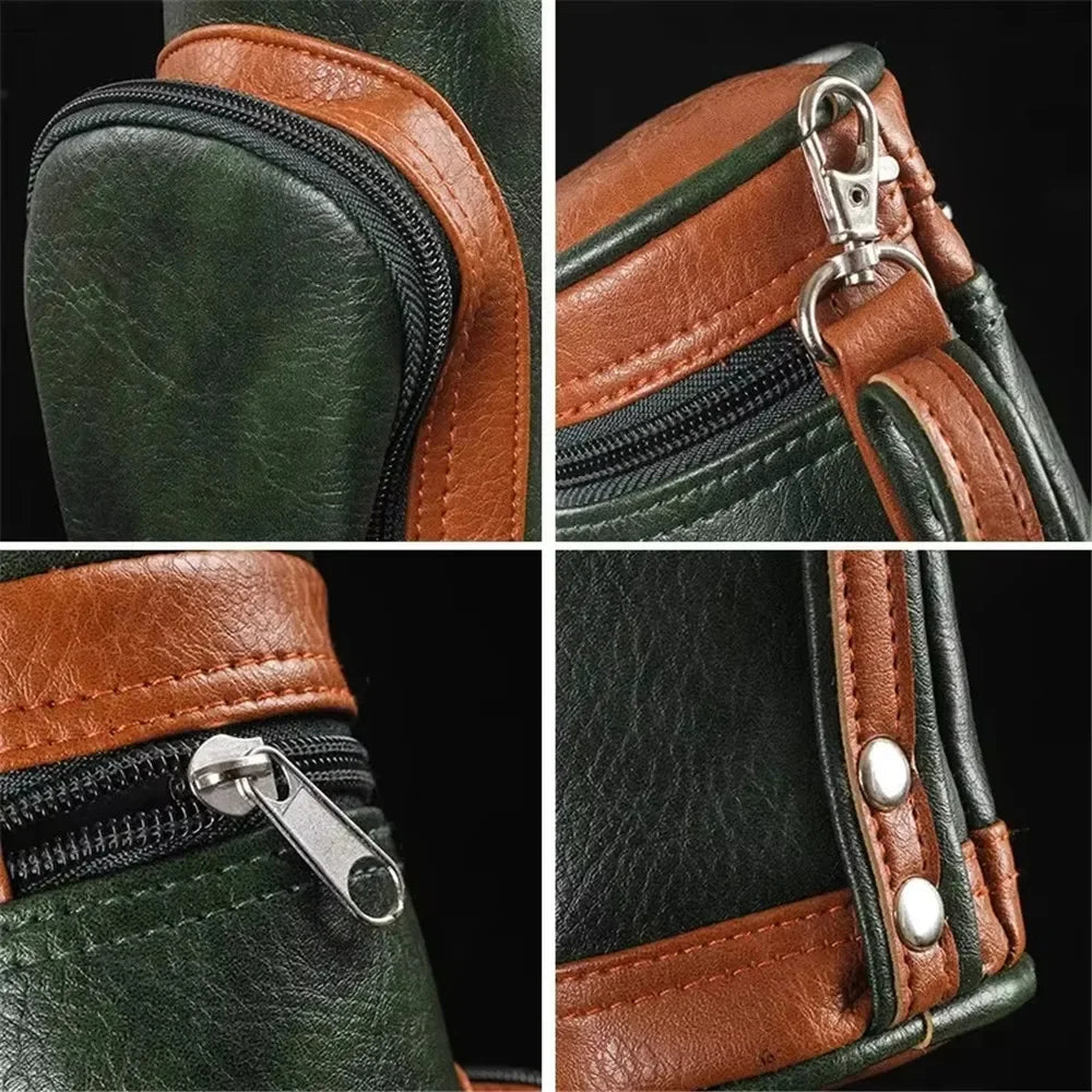 PU Leather Travel Cigar Case Storage Humidor for 8 Cigars and Accessories Multi-functional Golf Bag Cool Gadget for Men's Gift