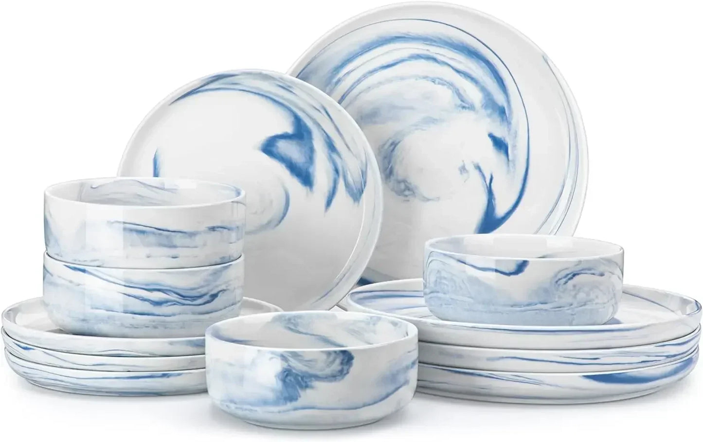 Plates and Bowls Sets, 12 Pieces Porcelain Dinnerware Sets Dishware Sets Chip Resistant Ceramic Dish Set for 4,