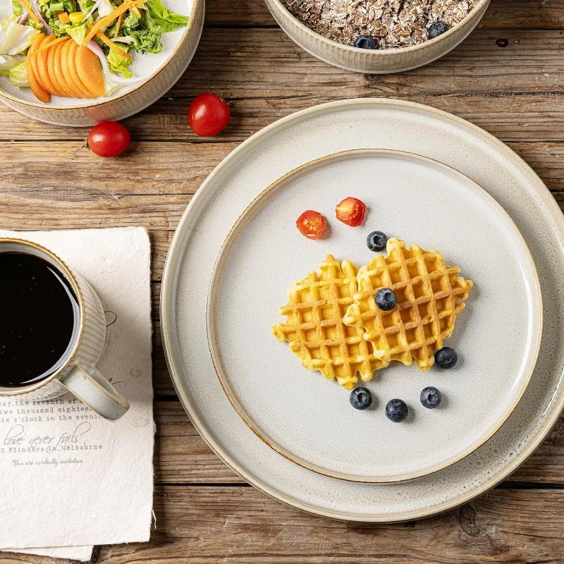 Ceramic Dinnerware 16 Pieces Dinner Set,Plates Pasta Bowls Cereal Bowls Reactive Change Glaze Dish Sets, Modern Stoneware Dishes