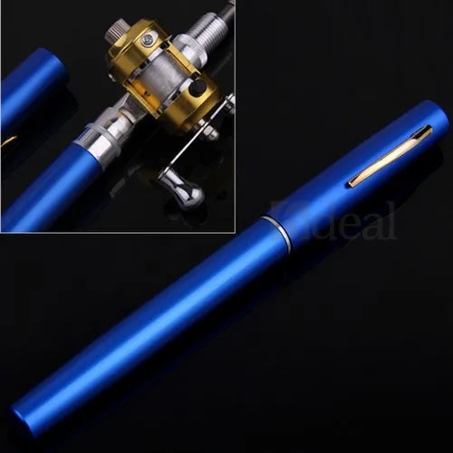 Lizard Telescopic Mini Fishing Rod Pen Shape Portable Pocket, Aluminum Alloy Fish Spinning Rod Pole with Reel
