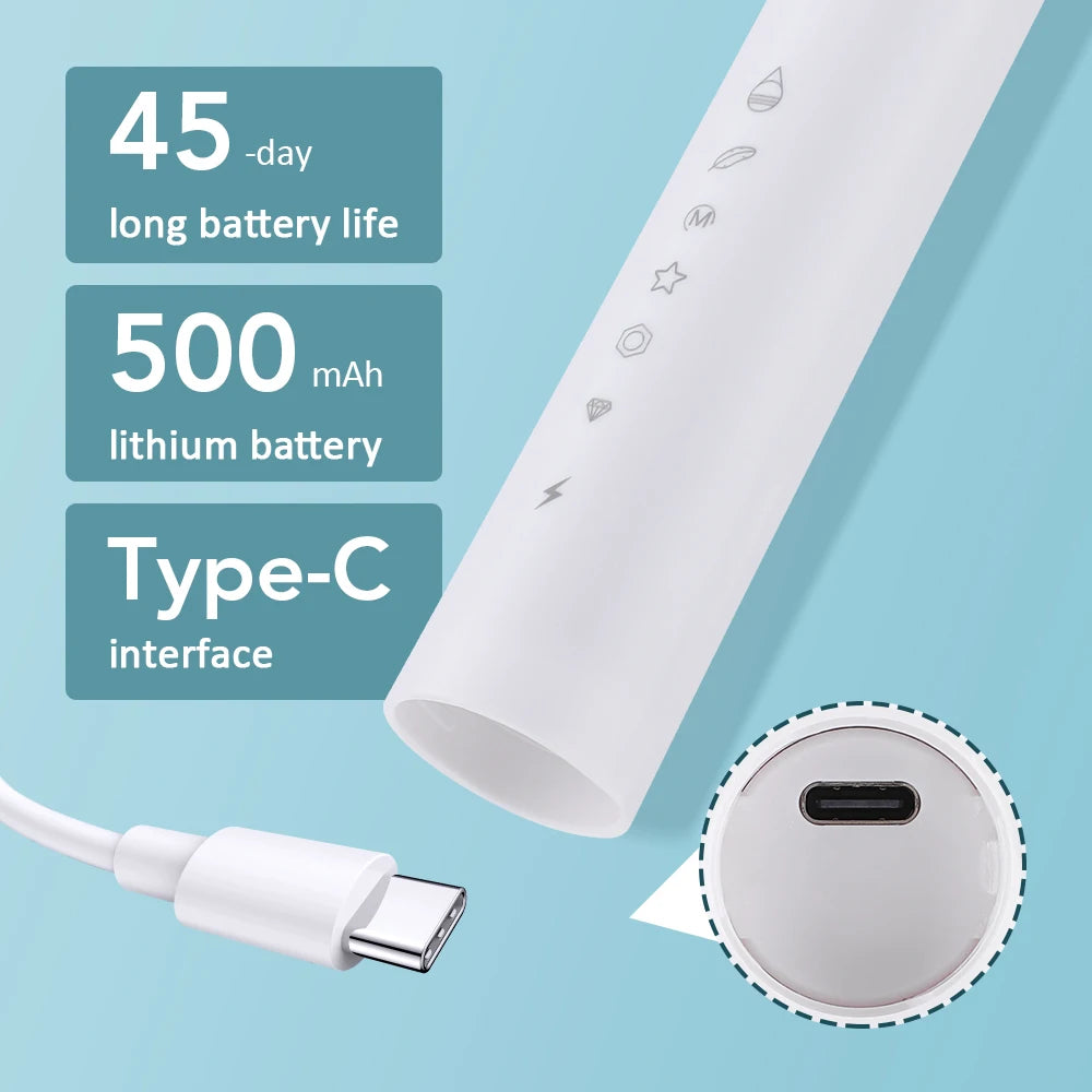 6 Modes Electric Toothbrush Rechargeable Toothbrush High Vibration Dental Tooth Whitening Cleaner Electric Brushes Oral Care