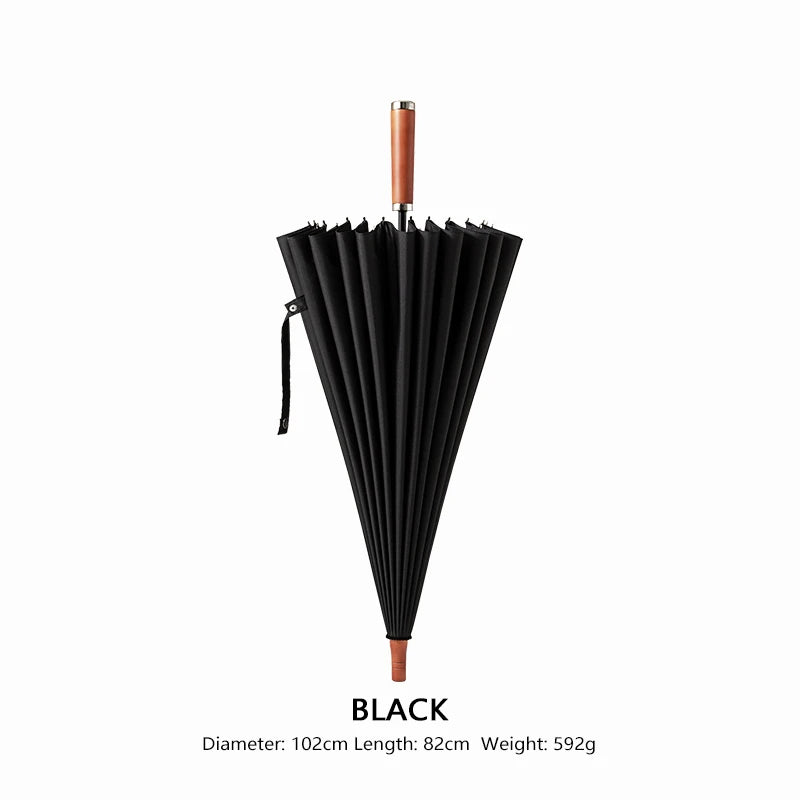 Luxury 24K Long Umbrella Business Men Windproof Wooden Handle Big Golf Umbrella Outdoor High Quality Travel Straight Umbrellas