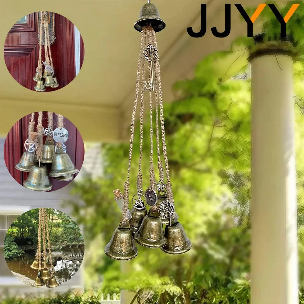 Wall-mounted wind chime blessing bell hanging door retro style gift decoration Holiday Bells Wind 3 buckles/6 buckles optional
