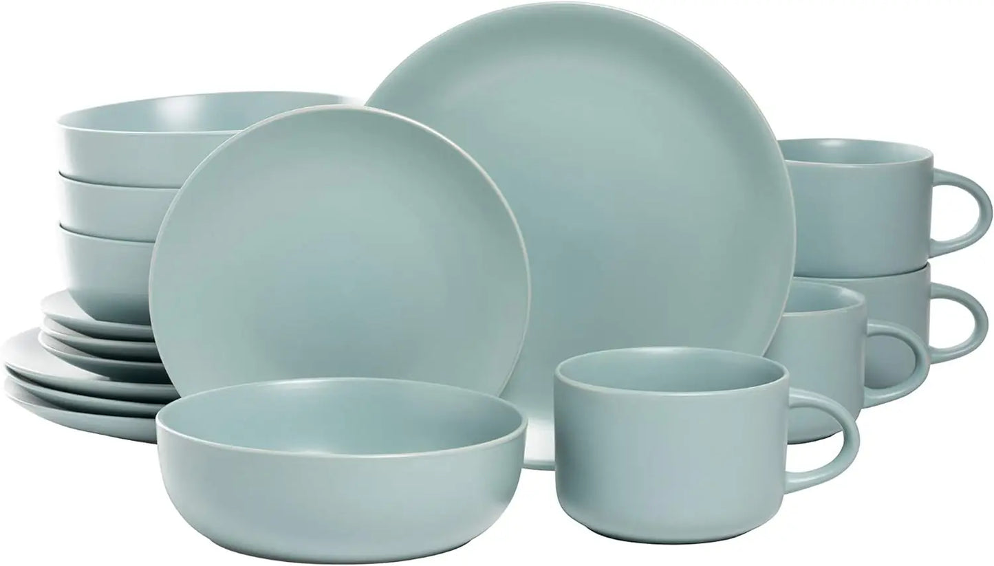 Wazee Matte Coupe Dinnerware Set, 16 pc, Black