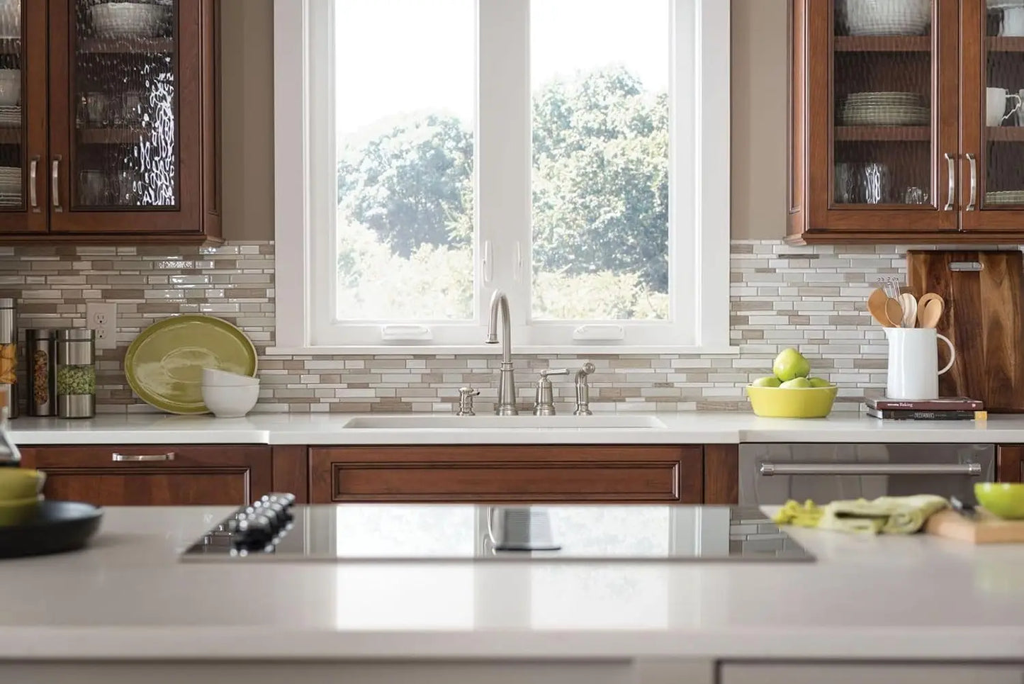 Spot Resist Stainless One-Handle High Arc 4-hole Kitchen Faucet with Side Sprayer and Soap Dispenser, 87042SRS