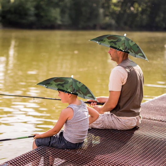 Foldable Head Umbrella Hat Rainproof Cap Golf Outdoor Sun Headwear Fishing Camping Hiking Fishing Sunscreen Caps
