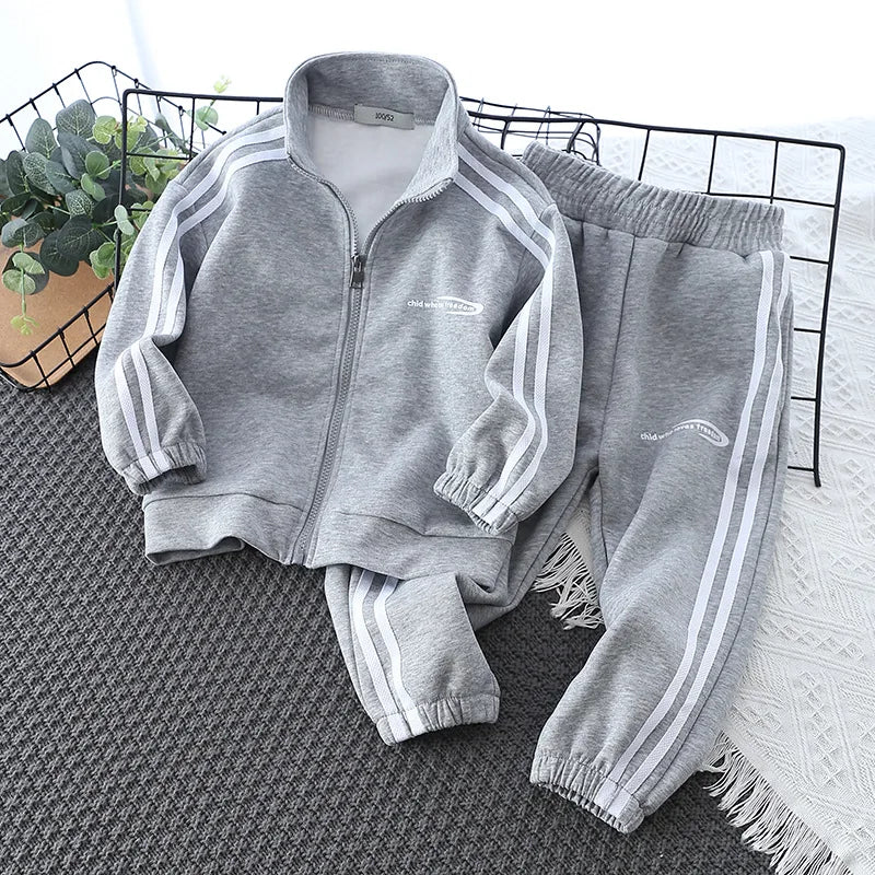 School Uniform Children's Sport Clothing Sets Boys Tracksuit Spring Stripe Kids Sweatshirt Pants 2Pcs For Age 2-10 Years Wear