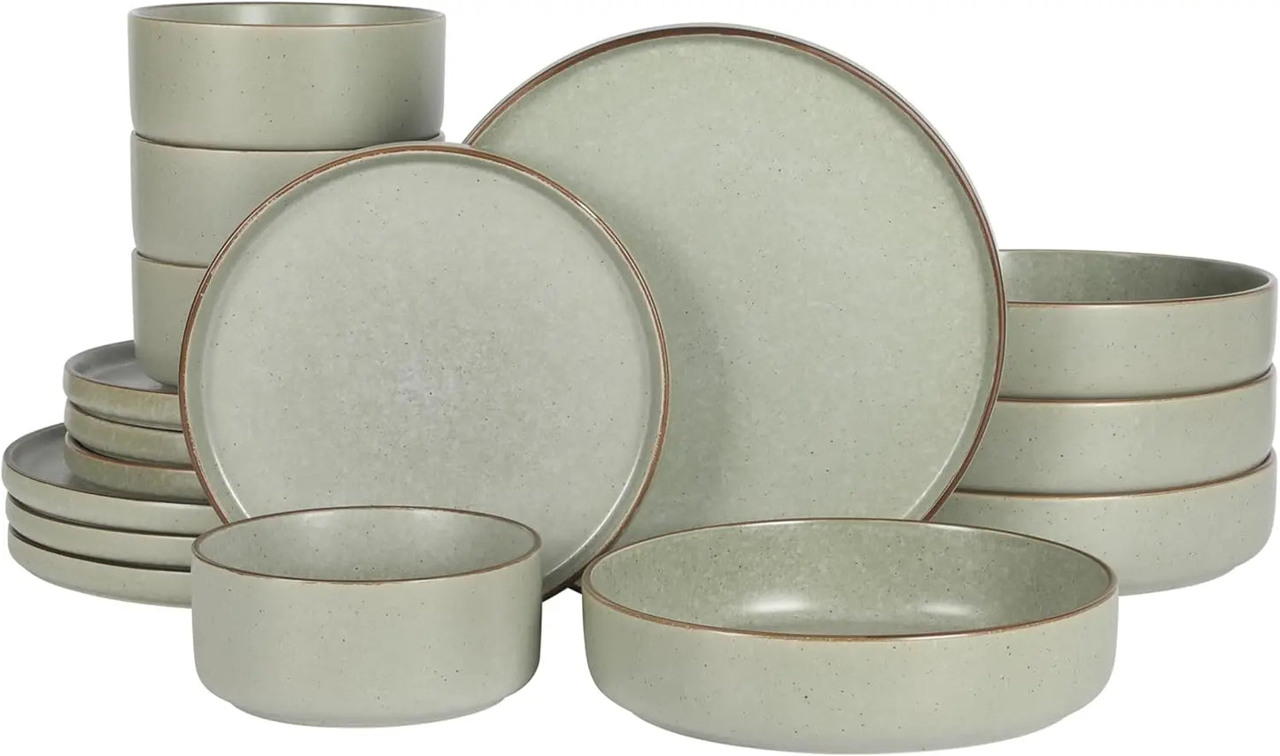 Matisse 16 Piece Double Bowl Dinnerware Set, Cobalt Blue, Service for 4 (16pcs)