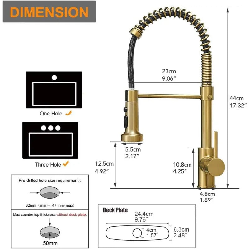Brushed Gold High Arc Spring Kitchen Faucet with Pull Down Sprayer,Single Lever Kitchen Sink Faucet,Single Handle Faucet