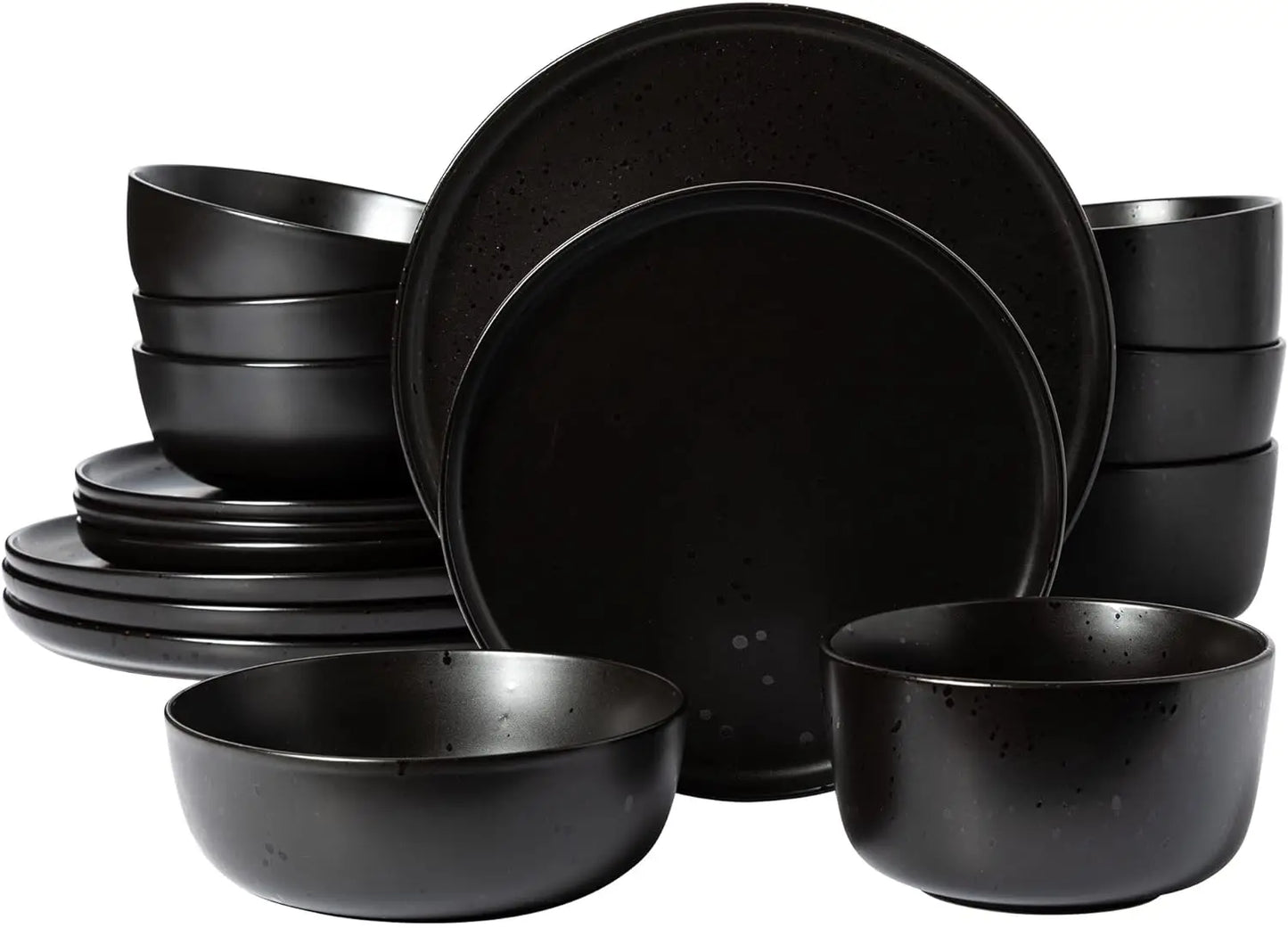 Matisse 16 Piece Double Bowl Dinnerware Set, Cobalt Blue, Service for 4 (16pcs)