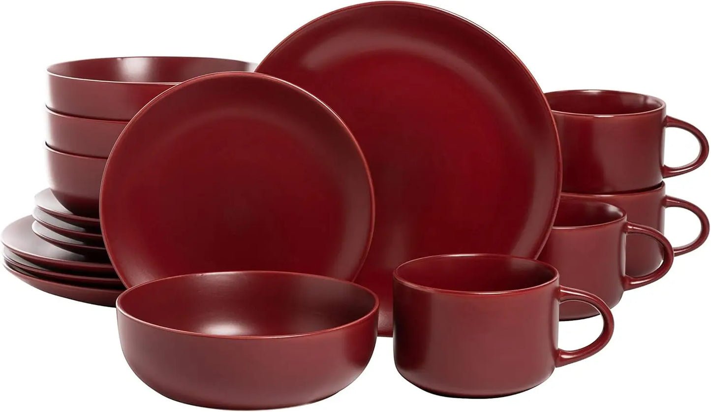 Wazee Matte Coupe Dinnerware Set, 16 pc, Black