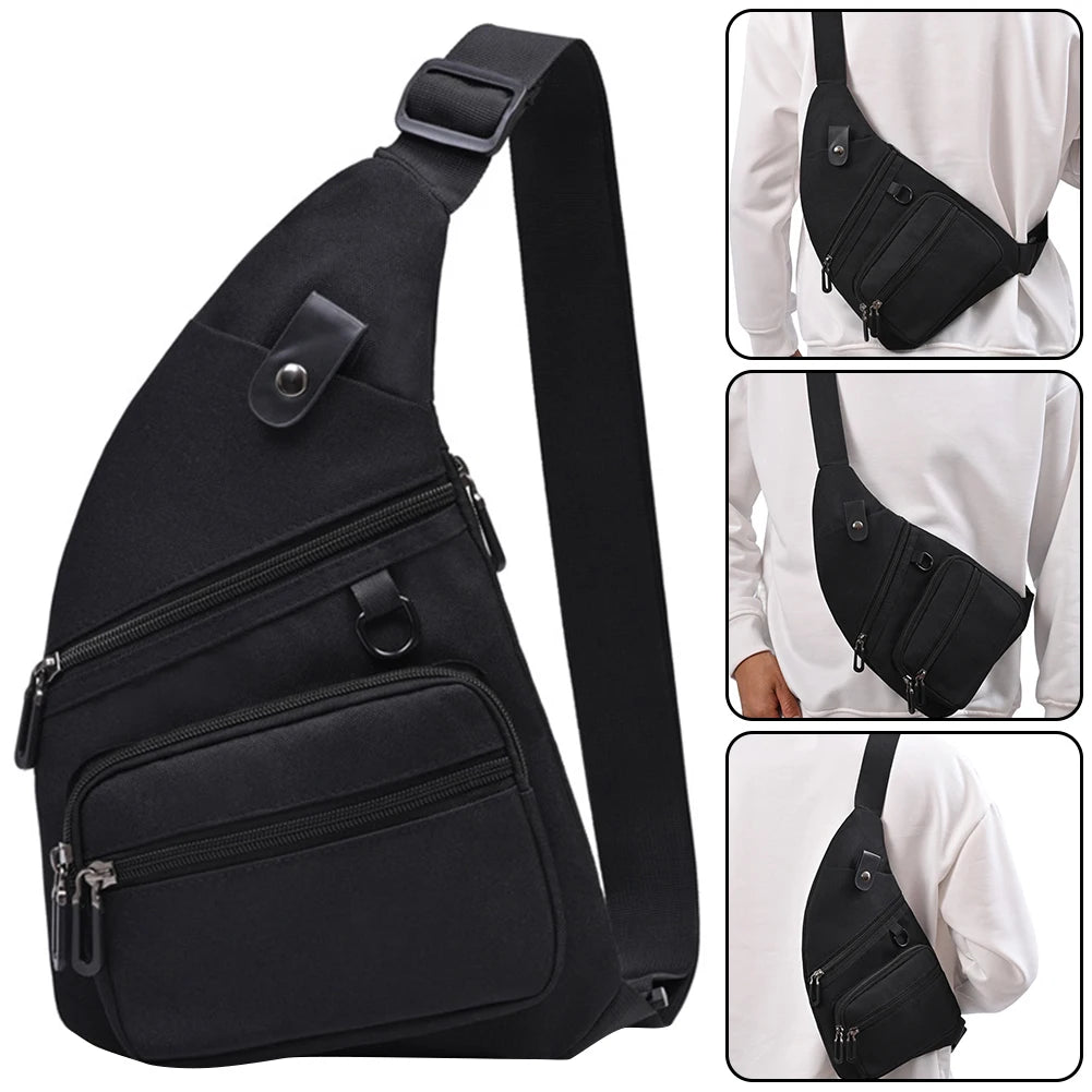 Anti Theft Travel Bag for Men Multifunctional Fanny Pack Large Capacity Waterproof Shoulder Crossbody Bag Solid Sports Chest Bag