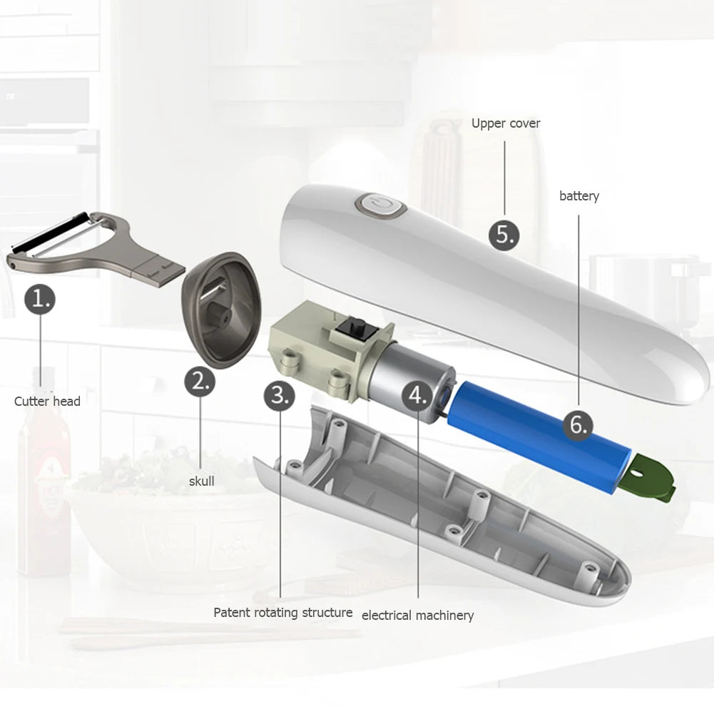 Electric Peeler with 3 Cutter Heads Mini Electric Peeler USB Rechargeable Stainless Steel Safety Lightweight Home Kitchen Tool