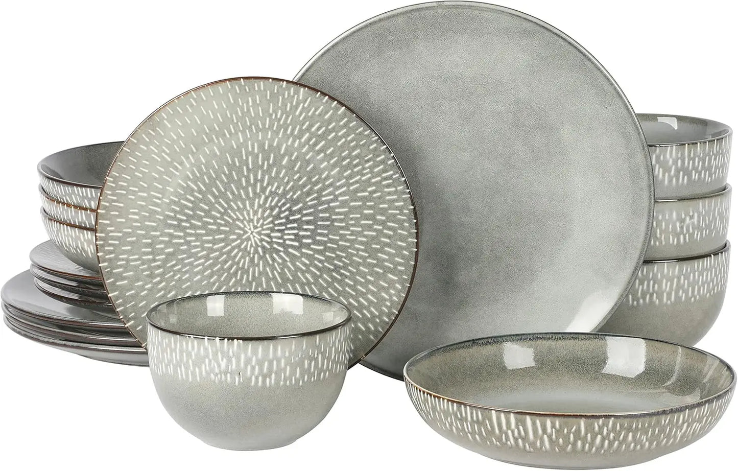 Matisse 16 Piece Double Bowl Dinnerware Set, Cobalt Blue, Service for 4 (16pcs)
