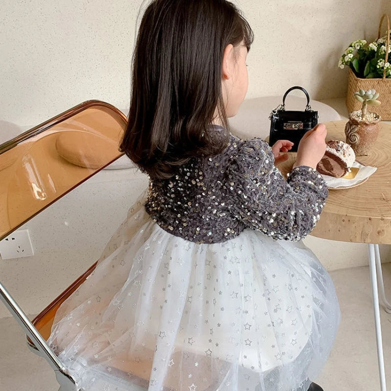 Baby Girl Dress Autumn Winter Bowknot Ball Gown Dresses Long Sleeve Children Girl Elegant Tutu Kids Party Princess Dresses