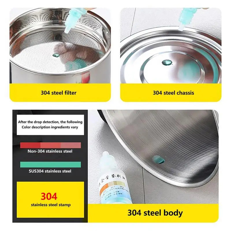 1.4L Stainless Steel Household Oil Filter Pot Lard Strainer Tank Container Jug Large Capacity Storage Can Kitchen Cooking Tools