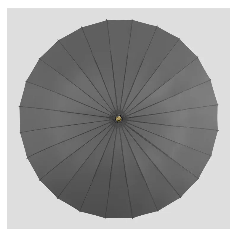 24K Windproof Long Umbrella Rain Women Simple Colors Golf Men Umbrella Leather Handle Big Umbrella Paraguas Guarda Chuva