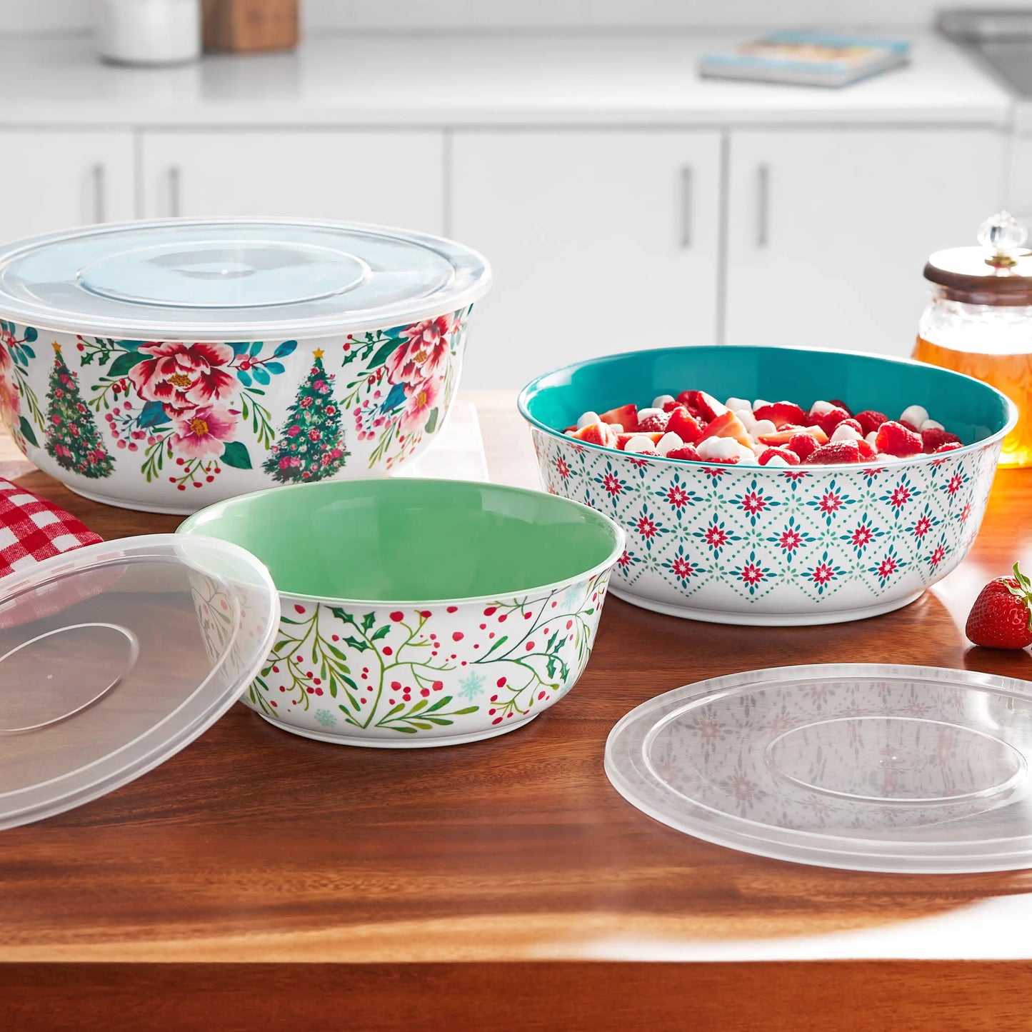 6-Piece Merry Meadows Melamine Bowl Set Perfect for indoor & outdoor use BPA Free Dishwasher safe Bowls nest for easy storage