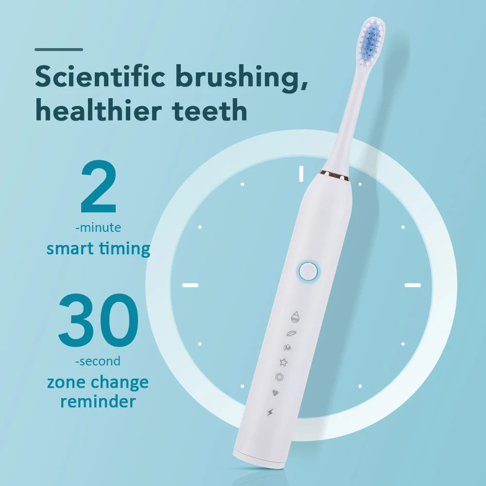 6 Modes Electric Toothbrush Rechargeable Toothbrush High Vibration Dental Tooth Whitening Cleaner Electric Brushes Oral Care